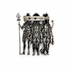 Brahma Vishnu Mahesh Tridev Silver Plated Brass Brooch | Hindu God Tridev Brooch | Spiritual & Religious Jewelry for Men & Women
