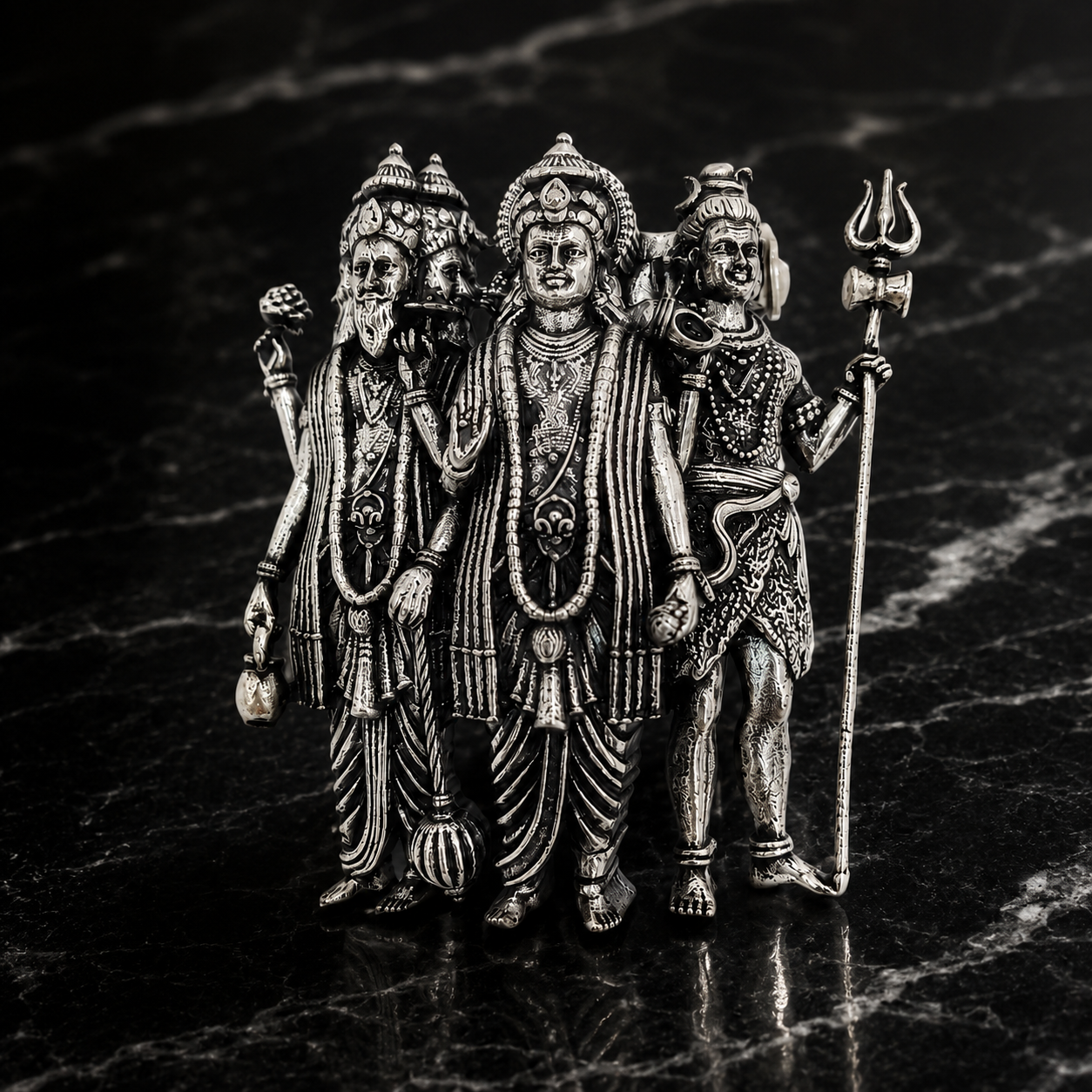 Brahma Vishnu Mahesh Tridev Silver Plated Brass Brooch | Hindu God Tridev Brooch | Spiritual & Religious Jewelry for Men & Women