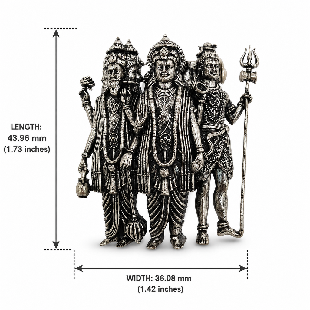 Brahma Vishnu Mahesh Tridev Silver Plated Brass Brooch | Hindu God Tridev Brooch | Spiritual & Religious Jewelry for Men & Women