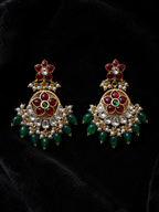 Royal Kundan Gold Plated Brass Chandbali Style Dangle Earrings