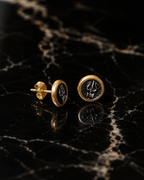 Round Trishul Stud Earrings for Men | Gold Plated Brass Shiva Trishul Earrings
