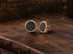 Round Trishul Stud Earrings for Men | Gold Plated Brass Shiva Trishul Earrings