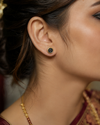 Round Trishul Stud Earrings for Men | Gold Plated Brass Shiva Trishul Earrings
