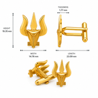 Trishul Snake Gold Plated Brass Cufflinks for Men | Unique Shiva Trishul Inspired Cuff Links | Spiritual Indian Design |