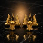Trishul Snake Gold Plated Brass Cufflinks for Men | Unique Shiva Trishul Inspired Cuff Links | Spiritual Indian Design |