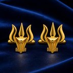 Trishul Snake Gold Plated Brass Cufflinks for Men | Unique Shiva Trishul Inspired Cuff Links | Spiritual Indian Design |