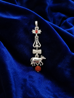Oxidized Shiv Trishul Pendant with Nandi & Rudraksha | Silver Tone Spiritual Necklace | Mahadev Jewelry for Men & Women