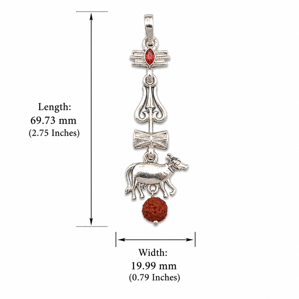 Oxidized Shiv Trishul Pendant with Nandi & Rudraksha | Silver Tone Spiritual Necklace | Mahadev Jewelry for Men & Women