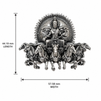 Surya Narayan Brooch – Made to Order Silver Plated Brass Oxidized Brooch with 7 Horses, Traditional Indian Brooch for Men & Women