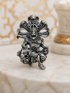 Narasimha Ji Brooch for Men & Women, Oxidized Silver Plated Brass Hindu Deity Brooch Pin, Lord Narasimha with Sheshnag Traditional Spiritual Jewelry