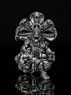 Narasimha Ji Brooch for Men & Women, Oxidized Silver Plated Brass Hindu Deity Brooch Pin, Lord Narasimha with Sheshnag Traditional Spiritual Jewelry