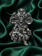 Narasimha Ji Brooch for Men & Women, Oxidized Silver Plated Brass Hindu Deity Brooch Pin, Lord Narasimha with Sheshnag Traditional Spiritual Jewelry