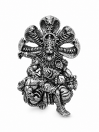 Narasimha Ji Brooch for Men & Women, Oxidized Silver Plated Brass Hindu Deity Brooch Pin, Lord Narasimha with Sheshnag Traditional Spiritual Jewelry