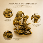 Chhatrapati Sambhaji Maharaj Lion Brooch in Antique Gold Plated Brass