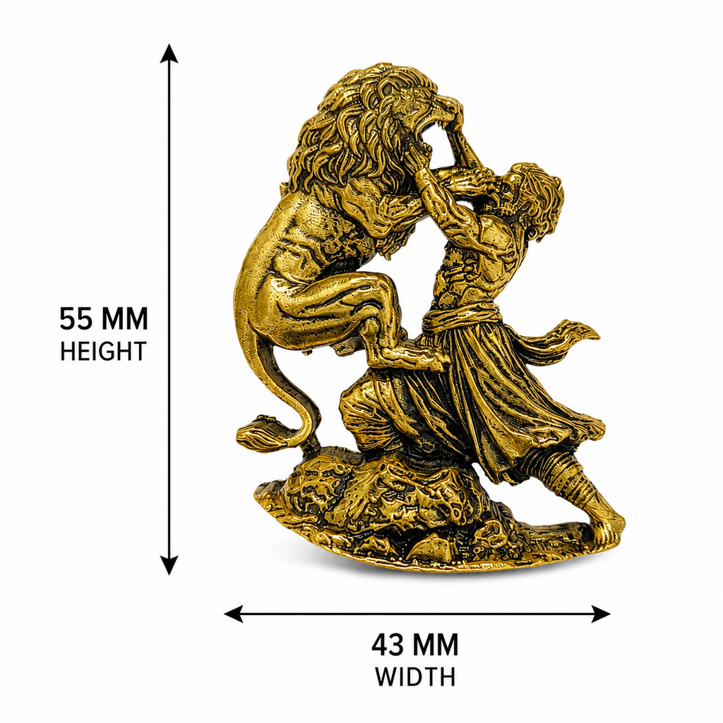 Chhatrapati Sambhaji Maharaj Lion Brooch in Antique Gold Plated Brass
