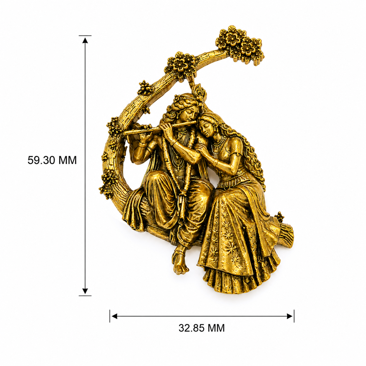 Radha Krishna Gold Plated Brass Brooch | Divine Radha Krishna Brooch for Men & Women | Traditional Indian Ethnic Brooch for Kurta, Sherwani, Saree & Festive Wear