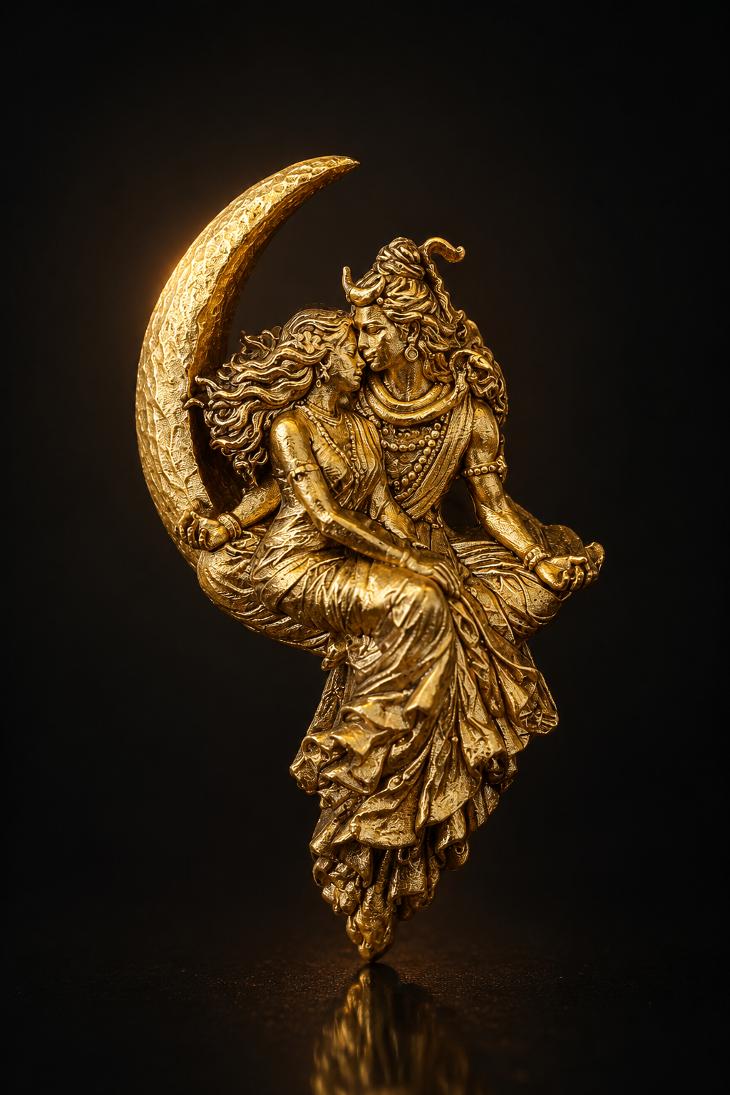 Shiv Parvati Gold Plated Brass Brooch | Divine Lord Shiva & Goddess Parvati Traditional Brooch for Men & Women