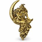 Shiv Parvati Gold Plated Brass Brooch | Divine Lord Shiva & Goddess Parvati Traditional Brooch for Men & Women