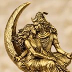 Shiv Parvati Gold Plated Brass Brooch | Divine Lord Shiva & Goddess Parvati Traditional Brooch for Men & Women
