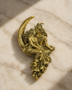 Shiv Parvati Gold Plated Brass Brooch | Divine Lord Shiva & Goddess Parvati Traditional Brooch for Men & Women