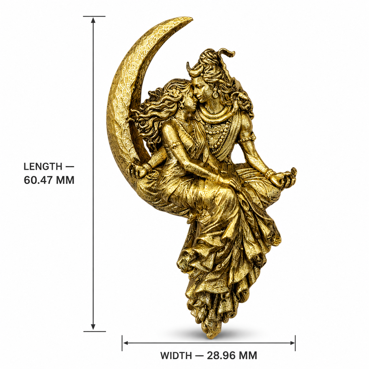 Shiv Parvati Gold Plated Brass Brooch | Divine Lord Shiva & Goddess Parvati Traditional Brooch for Men & Women