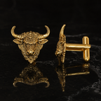 Nandi Bull Cufflinks for Men – Gold Plated Brass Hindu Nandi Design Statement Cufflinks