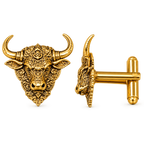 Nandi Bull Cufflinks for Men – Gold Plated Brass Hindu Nandi Design Statement Cufflinks