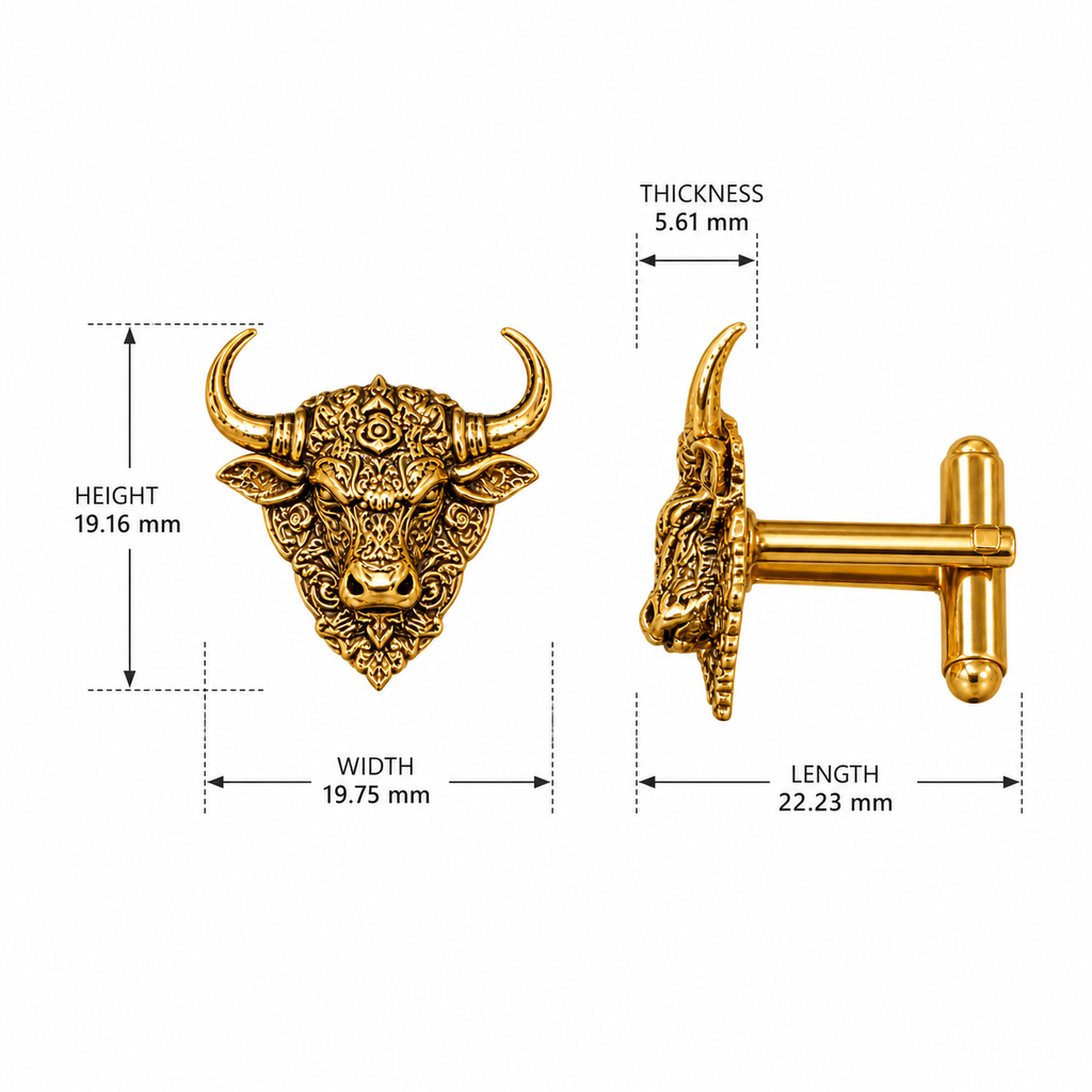 Nandi Bull Cufflinks for Men – Gold Plated Brass Hindu Nandi Design Statement Cufflinks
