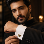 Nandi Bull Cufflinks for Men – Gold Plated Brass Hindu Nandi Design Statement Cufflinks