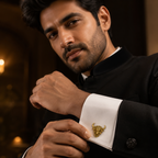 Nandi Bull Cufflinks for Men – Gold Plated Brass Hindu Nandi Design Statement Cufflinks