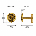 Round Trishul Cufflinks for Men – Gold Plated Brass Shiva Trishul Design Formal Cufflinks