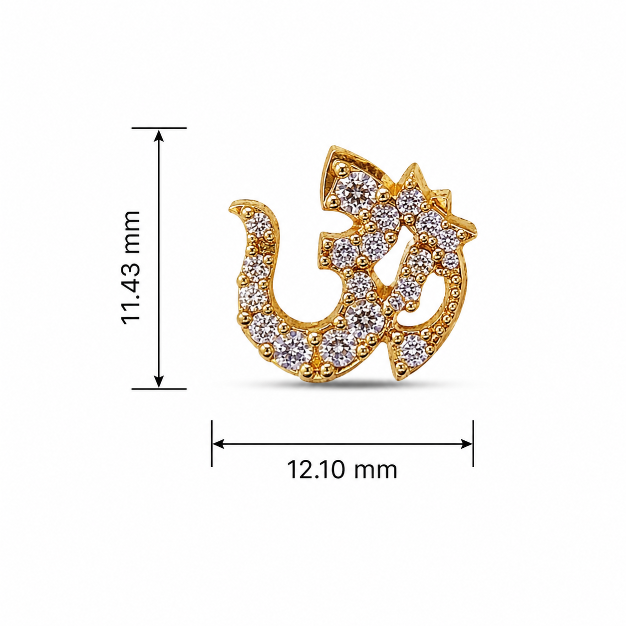 Om Stud Earrings for Men & Women – Gold Plated Brass Spiritual Om Symbol CZ Stone Earrings