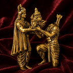 Krishna Barbarik Blessing Brooch for Men & Women | Gold Plated Brass Religious Brooch | Lord Krishna & Barbarik Divine Blessing Pin |