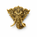 Gold Plated Brass Lord Ganesha Brooch – Antique Finish Ganpati Brooch Pin for Men & Women | Traditional Spiritual Lapel Pin |