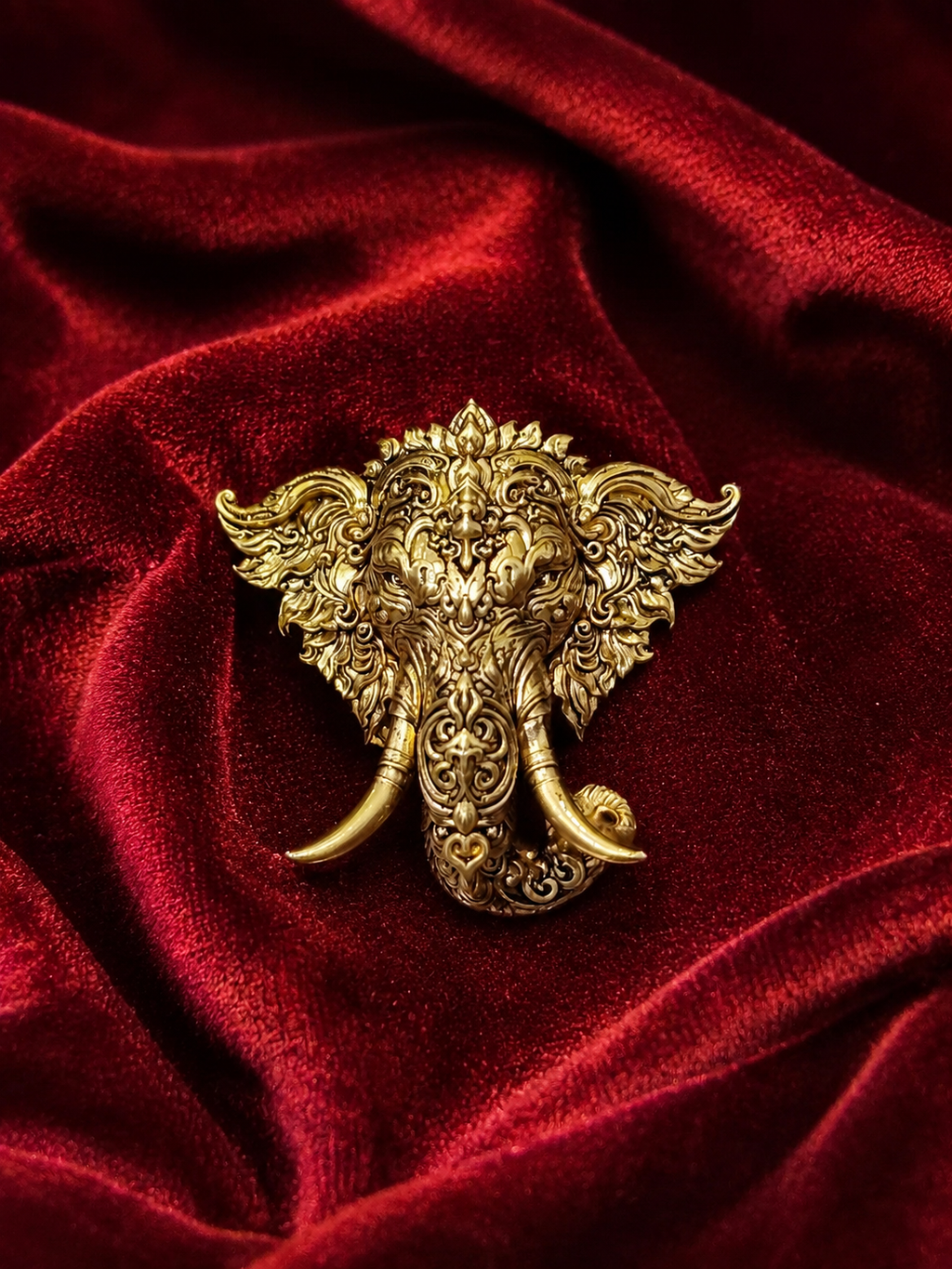 Gold Plated Brass Lord Ganesha Brooch – Antique Finish Ganpati Brooch Pin for Men & Women | Traditional Spiritual Lapel Pin |