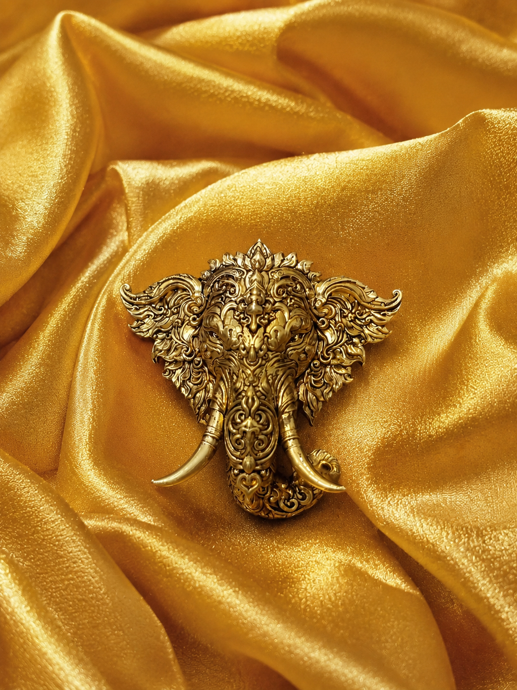 Gold Plated Brass Lord Ganesha Brooch – Antique Finish Ganpati Brooch Pin for Men & Women | Traditional Spiritual Lapel Pin |