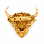 Gold Plated Brass Nandi Bull Brooch Pin for Men & Women | Lord Nandi Sacred Temple Jewelry | Antique Finish Lapel Pin for Blazer, Sherwani, Saree & Kurta