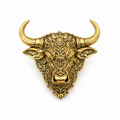 Gold Plated Brass Nandi Bull Brooch Pin for Men & Women | Lord Nandi Sacred Temple Jewelry | Antique Finish Lapel Pin for Blazer, Sherwani, Saree & Kurta