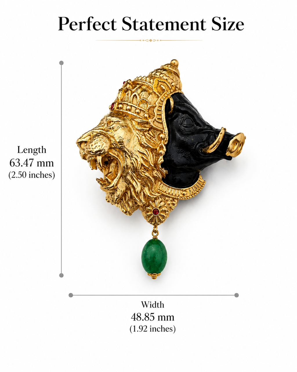 Gold Plated Brass Narasimha Varaha Avatar Brooch | Lord Vishnu Dashavatar Brooch | Handmade Spiritual Lapel Pin for Men & Women