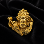 Gold Plated Brass Khatu Shyam Ji Brooch – Premium Religious Lapel Pin for Men & Women | Traditional Hindu Devotional Brooch