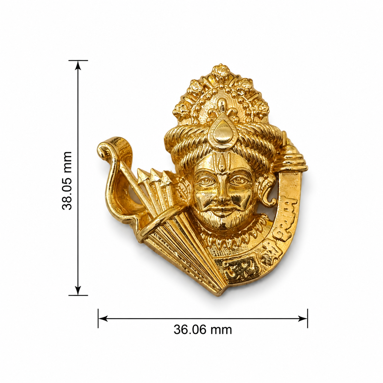 Gold Plated Brass Khatu Shyam Ji Brooch – Premium Religious Lapel Pin for Men & Women | Traditional Hindu Devotional Brooch