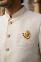 Gold Plated Brass Khatu Shyam Ji Brooch – Premium Religious Lapel Pin for Men & Women | Traditional Hindu Devotional Brooch