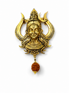 Gold Plated Brass Lord Shiva Trishul Brooch with Rudraksha Dangle | Mahadev Lapel Pin | Spiritual Temple Jewelry for Men & Women