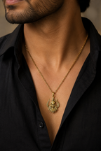 Handcrafted Lord Shiva Pendant | Gold Plated Brass Mahadev Trishul Pendant | Spiritual Hindu Pendant for Men & Women