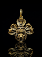 Gold Plated Brass Sheshnaag & Narasimha Pendant | Lord Vishnu Temple Pendant | Hindu Religious Pendant |