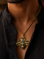 Gold Plated Brass Sheshnaag & Narasimha Pendant | Lord Vishnu Temple Pendant | Hindu Religious Pendant |