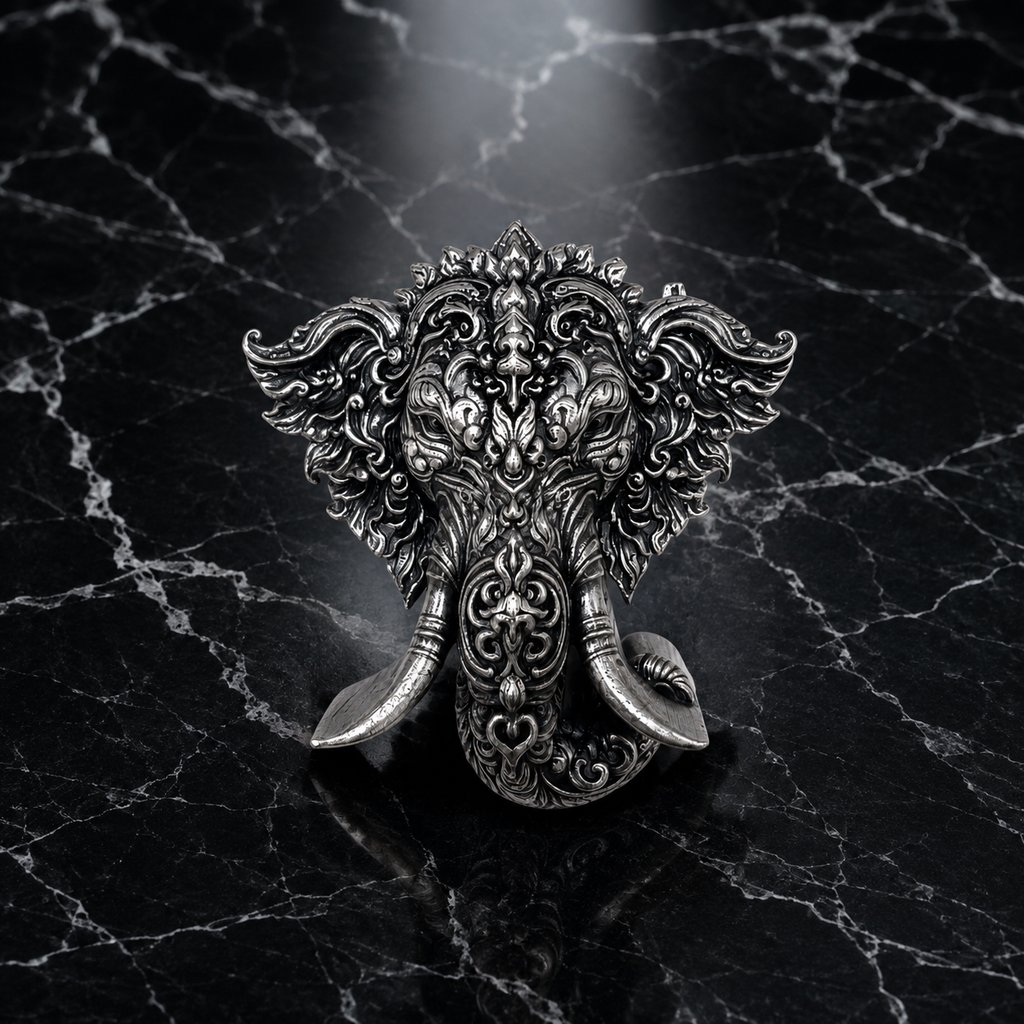 Premium Oxidized Silver Plated Brass Vinayak Brooch – Lord Ganesha Lapel Pin for Men & Women