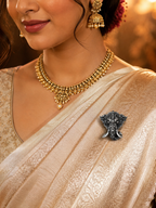 Premium Oxidized Silver Plated Brass Vinayak Brooch – Lord Ganesha Lapel Pin for Men & Women