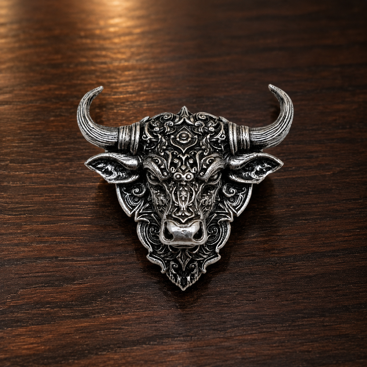Premium Oxidized Silver Plated Brass Nandi Bull Brooch – Traditional Shiva Devotional Lapel Pin for Men & Women