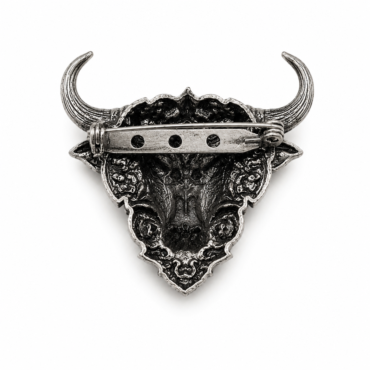 Premium Oxidized Silver Plated Brass Nandi Bull Brooch – Traditional Shiva Devotional Lapel Pin for Men & Women